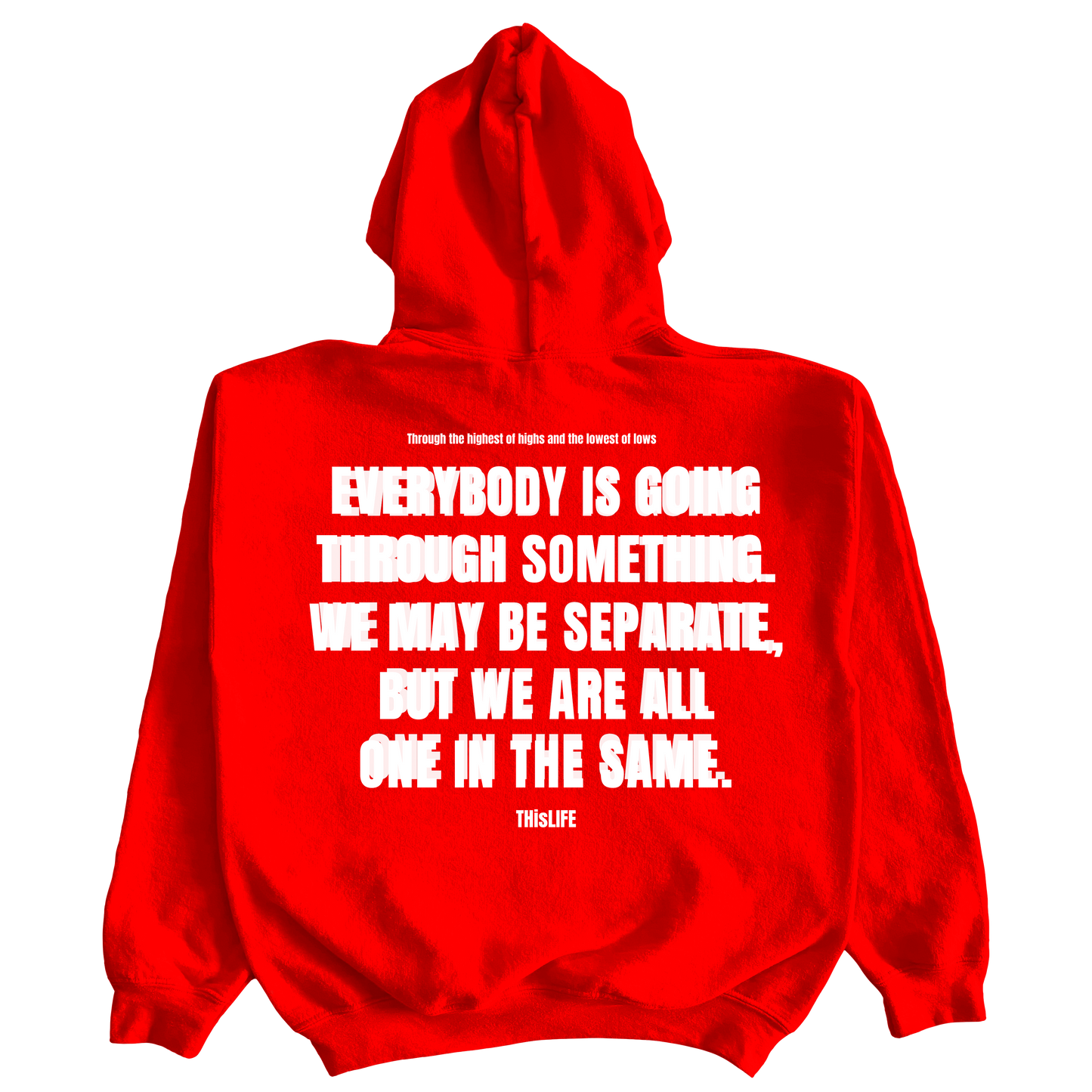 red champion pullover hoodie with THisLIFE Worldwide design
